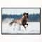 Designart - Horse Running in Winter - Landscape Photography Canvas Print in Black Frame